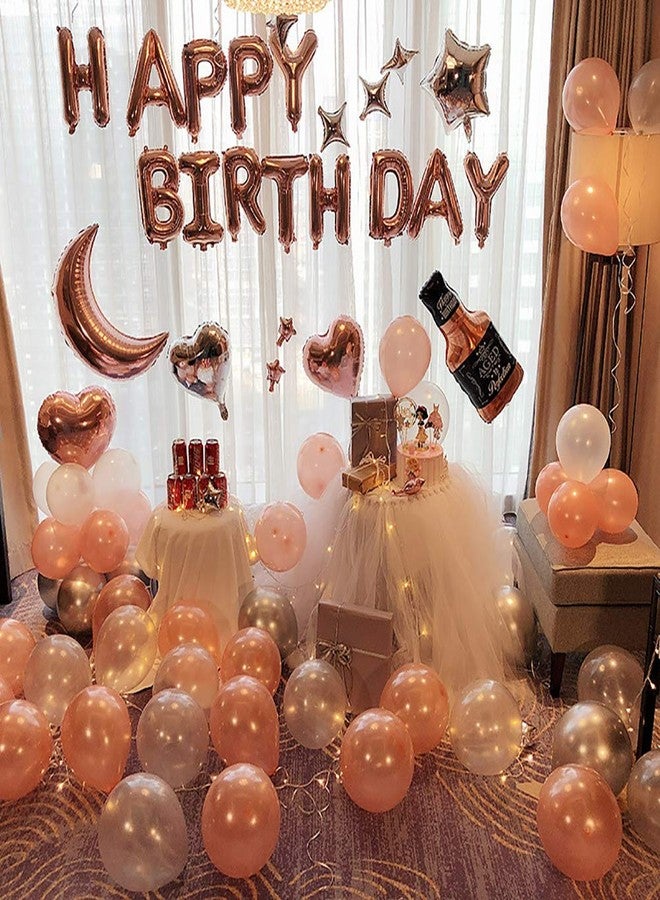 KALOR Rose Gold Happy Birthday Balloons Banner, 16 Inch Mylar Foil Letters Balloon Sign for Birthday Party Decorations Photo Booth Backdrop - Image 3
